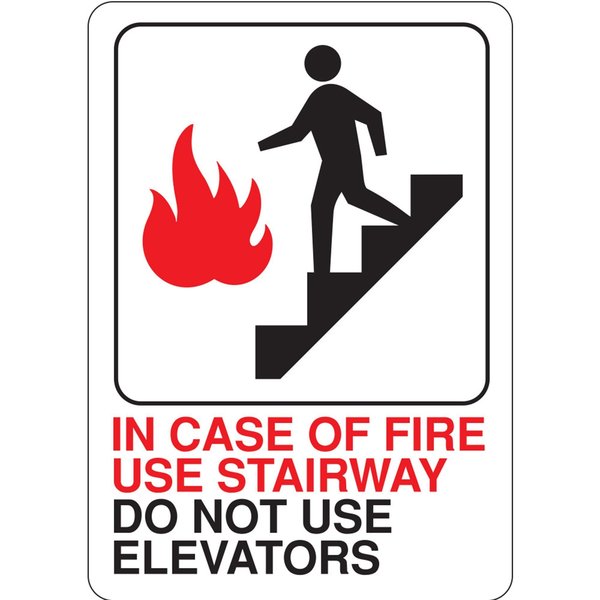 Hy-Ko In Case Of Fire Use Stairway Sign 5" x 7", 5PK A02073